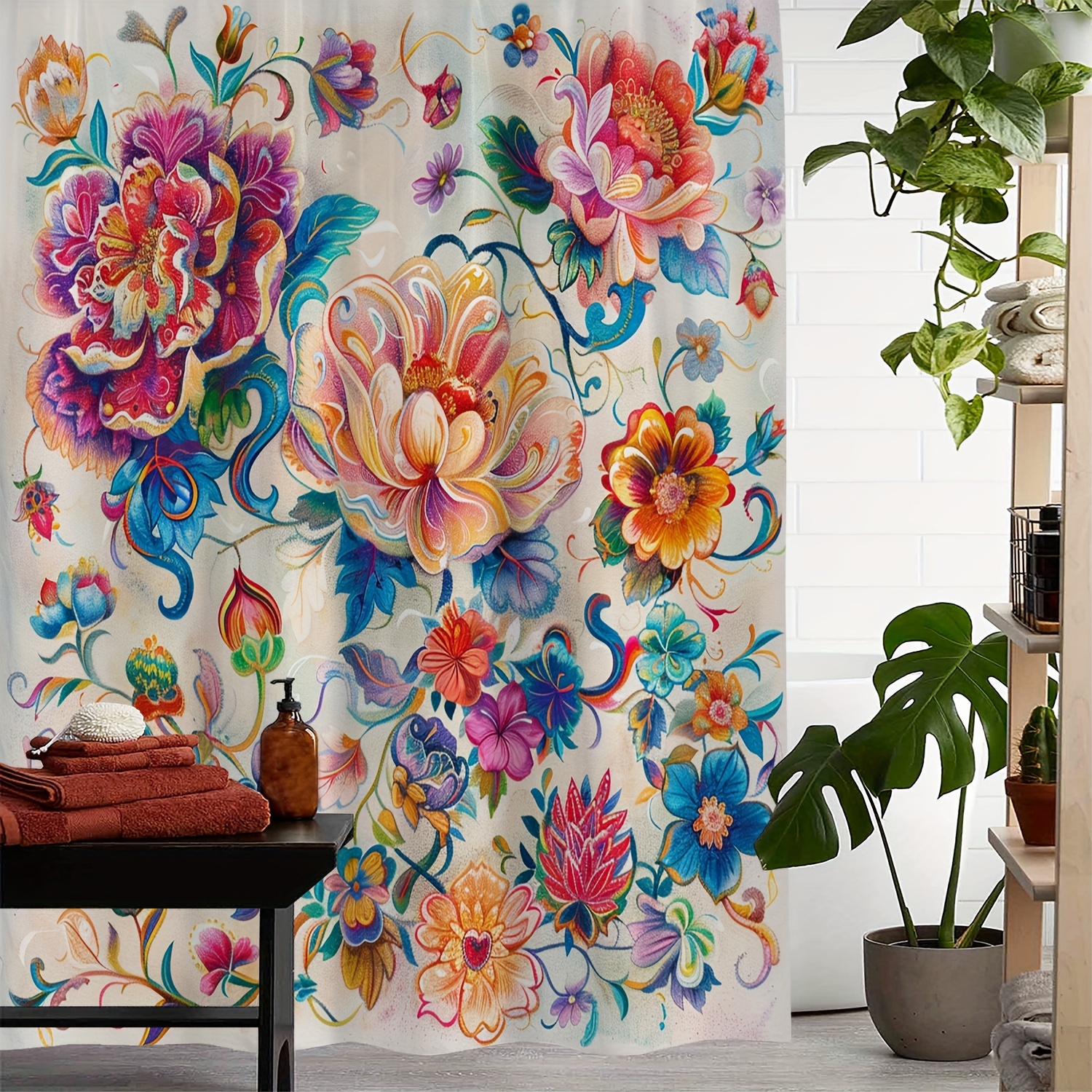 Vintage Floral Print Waterproof Shower Curtain With 12 Hooks - Artistic Design, Machine Washable, Suitable For Windows And Bathrooms
Vintage Floral Print Waterproof Shower Curtain With 12 Hooks - Artistic Design, Machine Washable, Suitable For Windows And Bathrooms