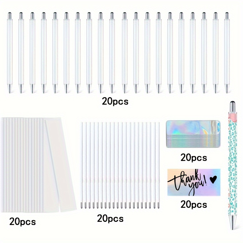 20 Pack White Sublimation Blank Pens With 20 Films, 20 Thank You Cards, 20 Packing Bags, And 20 Refills - Medium Point Round Ballpoint Pens For Diy Personalization - Ideal For Gifts
20 Pack White Sublimation Blank Pens With 20 Films, 20 Thank You Cards, 20 Packing Bags, And 20 Refills - Medium Point Round Ballpoint Pens For Diy Personalization - Ideal For Gifts
