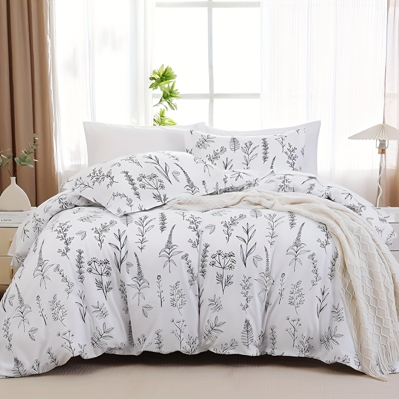 3-piece Duvet Cover Queen Size, Reversible Floral Duvet Cover Set With Zipper Closure, 3 Pieces Botanical Patterns Soft Microfiber Bedding Set With 4 Ties (90"x90", 2 Pillow Cases) Us
3-piece Duvet Cover Queen Size, Reversible Floral Duvet Cover Set With Zipper Closure, 3 Pieces Botanical Patterns Soft Microfiber Bedding Set With 4 Ties (90"x90", 2 Pillow Cases) Us
