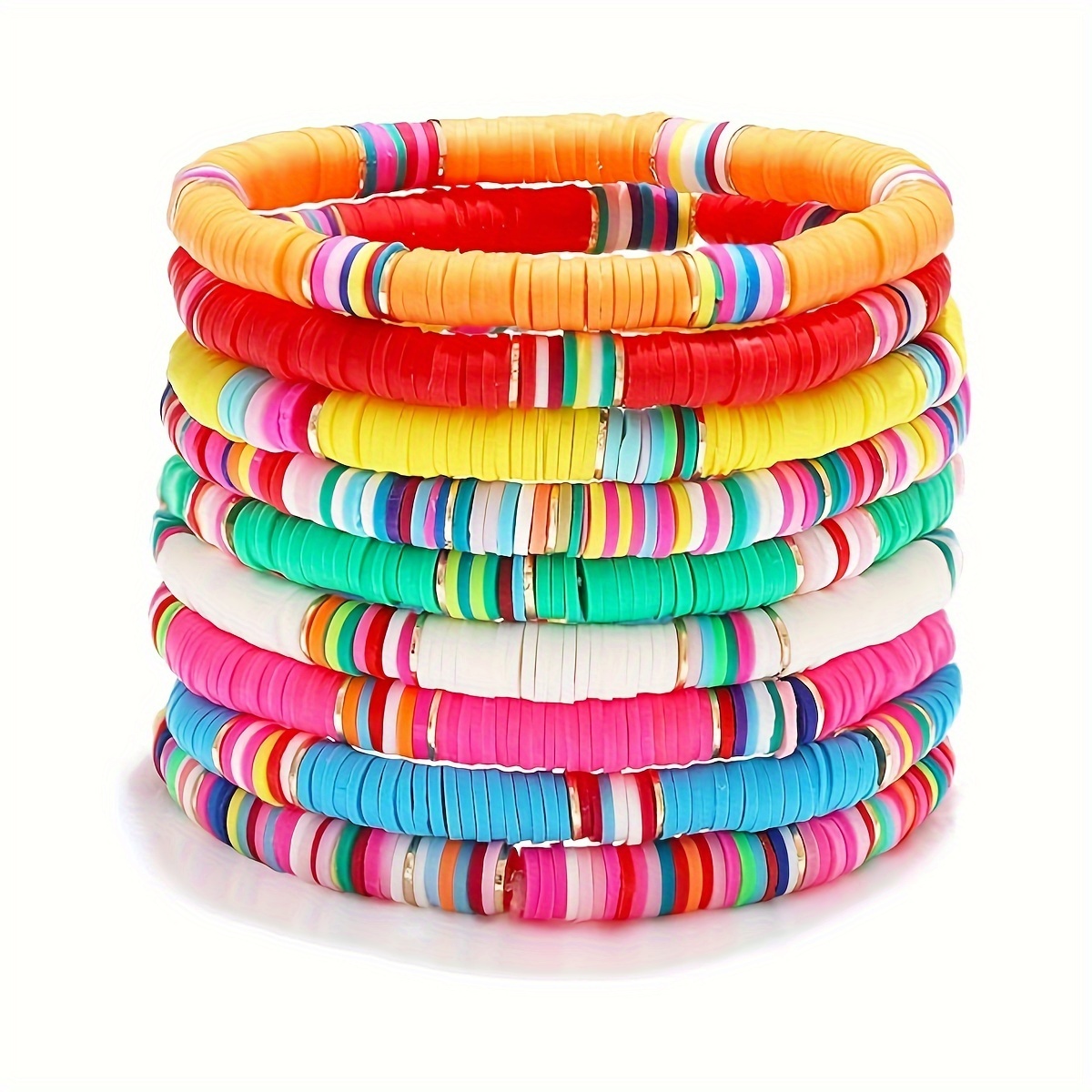 9 Pcs Set Of Exquisite Multi Color Polymer Clay Piece Design Bracelet Bohemian Elegant Style For Women Summer Beach Hand Decor
9 Pcs Set Of Exquisite Multi Color Polymer Clay Piece Design Bracelet Bohemian Elegant Style For Women Summer Beach Hand Decor