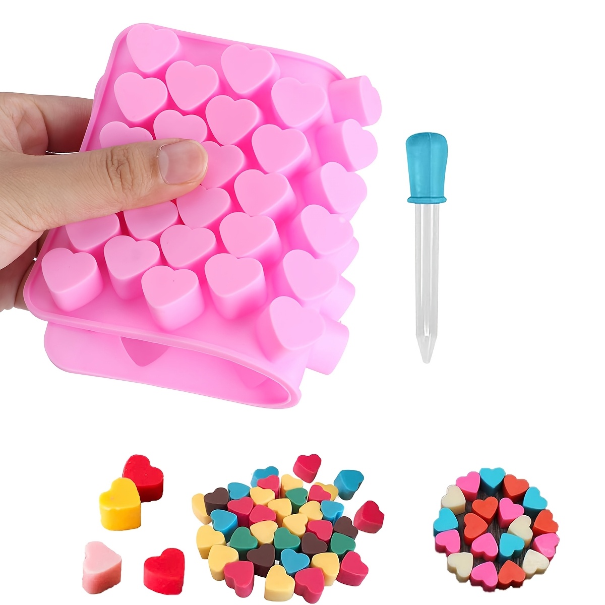1pc Heart-shaped Silicone Mold For Wax Melts With Dropper, Mini Candy And Ice Cube Tray, Jelly Gummy Diy Molds
1pc Heart-shaped Silicone Mold For Wax Melts With Dropper, Mini Candy And Ice Cube Tray, Jelly Gummy Diy Molds