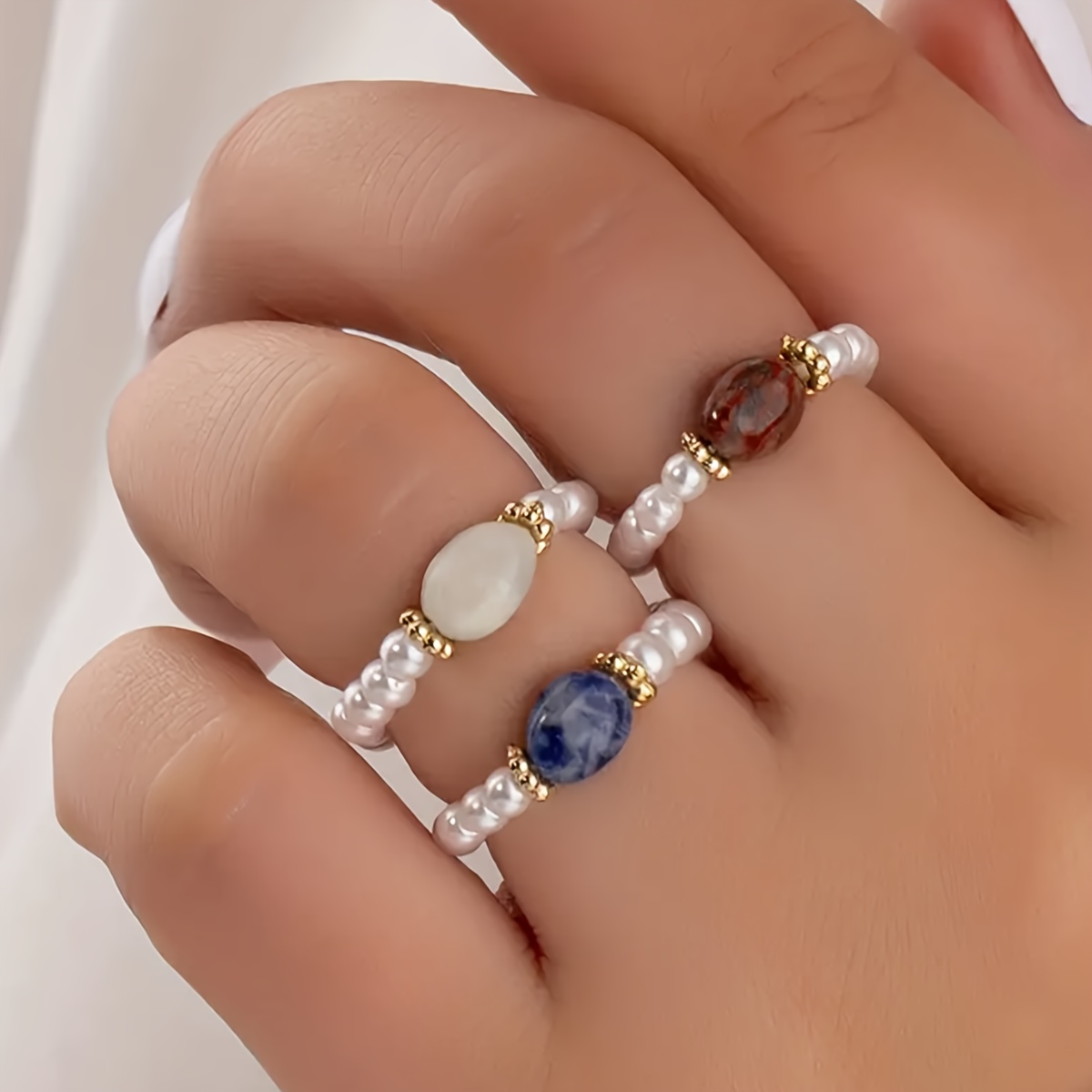 Elegant Style Beaded Ring, Natural Stone Ring For Daily Outfits Cute Party Accessory Suitable For Men And Women
Elegant Style Beaded Ring, Natural Stone Ring For Daily Outfits Cute Party Accessory Suitable For Men And Women