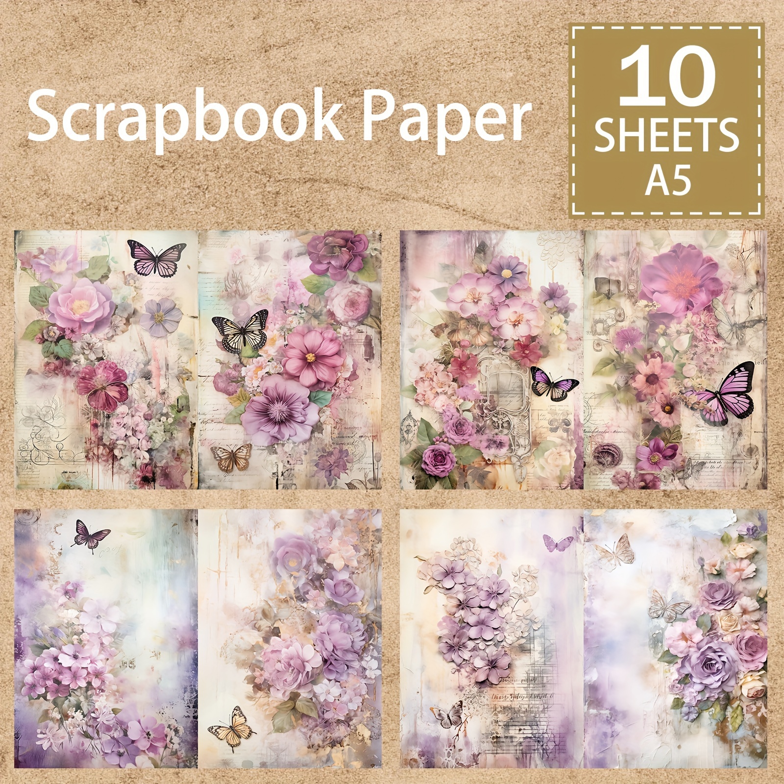 10 Sheets A5 Size Mother's Day Purple Rose Flower Butterfly Background Material Decoration Diy Retro Journal Junk Journal Greeting Card Planner Scrapbook Background Card Pad
10 Sheets A5 Size Mother's Day Purple Rose Flower Butterfly Background Material Decoration Diy Retro Journal Junk Journal Greeting Card Planner Scrapbook Background Card Pad