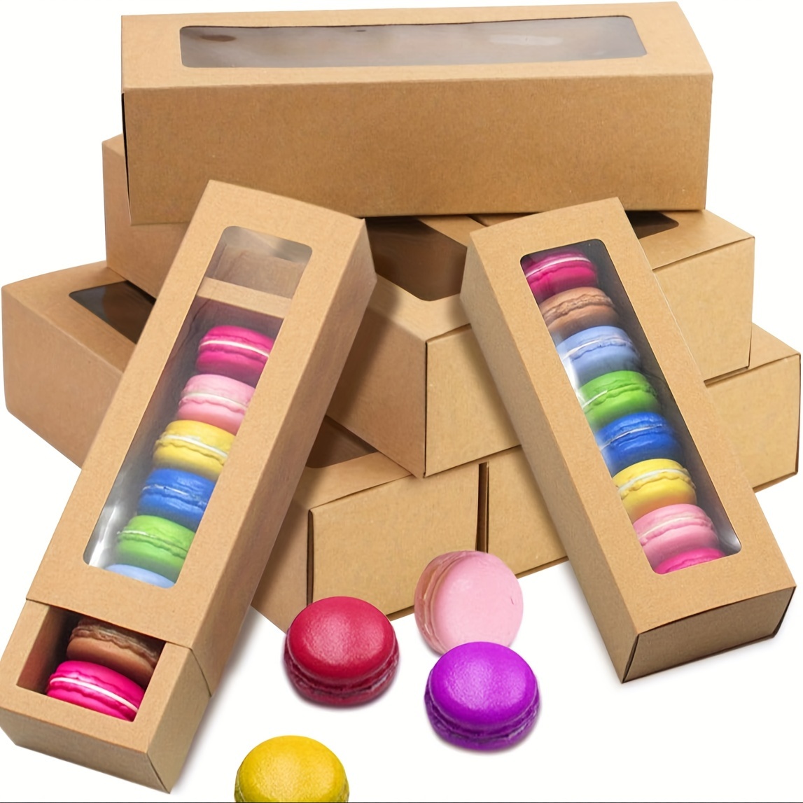 100pcs Macaron Boxes Flip Window Pvc Pastry & Dessert Packaging Boxes White Cardboard Biscuit Boxes, Gift Boxes, Candy Boxes
100pcs Macaron Boxes Flip Window Pvc Pastry & Dessert Packaging Boxes White Cardboard Biscuit Boxes, Gift Boxes, Candy Boxes