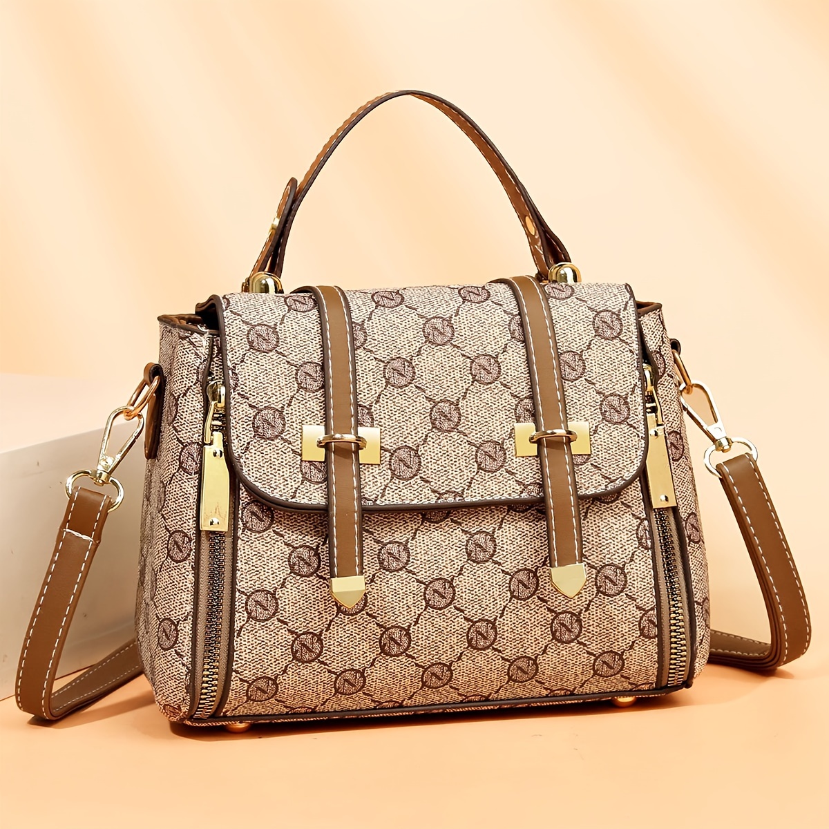 Vintage Elegant Pattern Shoulder Bag, Middle Aged Style Flap Top Handle Satchel Bag For Women
Vintage Elegant Pattern Shoulder Bag, Middle Aged Style Flap Top Handle Satchel Bag For Women