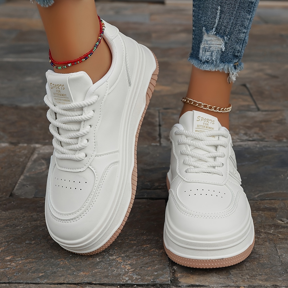 Women's Fashionable Solid Color Lace-up Sneakers - Casual Low Top, Breathable Fabric & Tpr Sole
Women's Fashionable Solid Color Lace-up Sneakers - Casual Low Top, Breathable Fabric & Tpr Sole