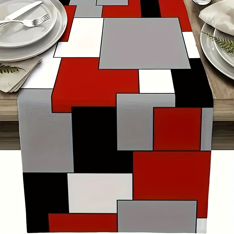 1pc Abstract Geometric Plaid Polyester Table Runner - Woven, Rectangular Tablecloth For Dining Room Decor, Indoor & Outdoor Party And Holiday Decorations, Suitable For Home Room Decor And Gifts
1pc Abstract Geometric Plaid Polyester Table Runner - Woven, Rectangular Tablecloth For Dining Room Decor, Indoor & Outdoor Party And Holiday Decorations, Suitable For Home Room Decor And Gifts