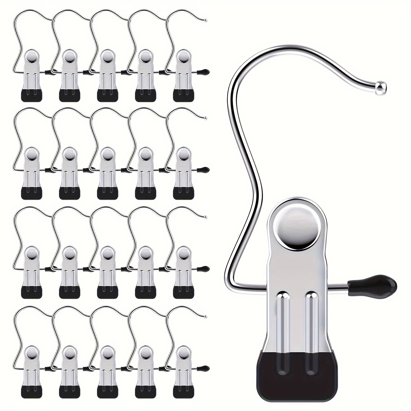 20-piece Stainless Steel Laundry Hooks With Clips - Portable, Heavy Duty Hanging Organizer For Pants, Shoes & More - White
20-piece Stainless Steel Laundry Hooks With Clips - Portable, Heavy Duty Hanging Organizer For Pants, Shoes & More - White