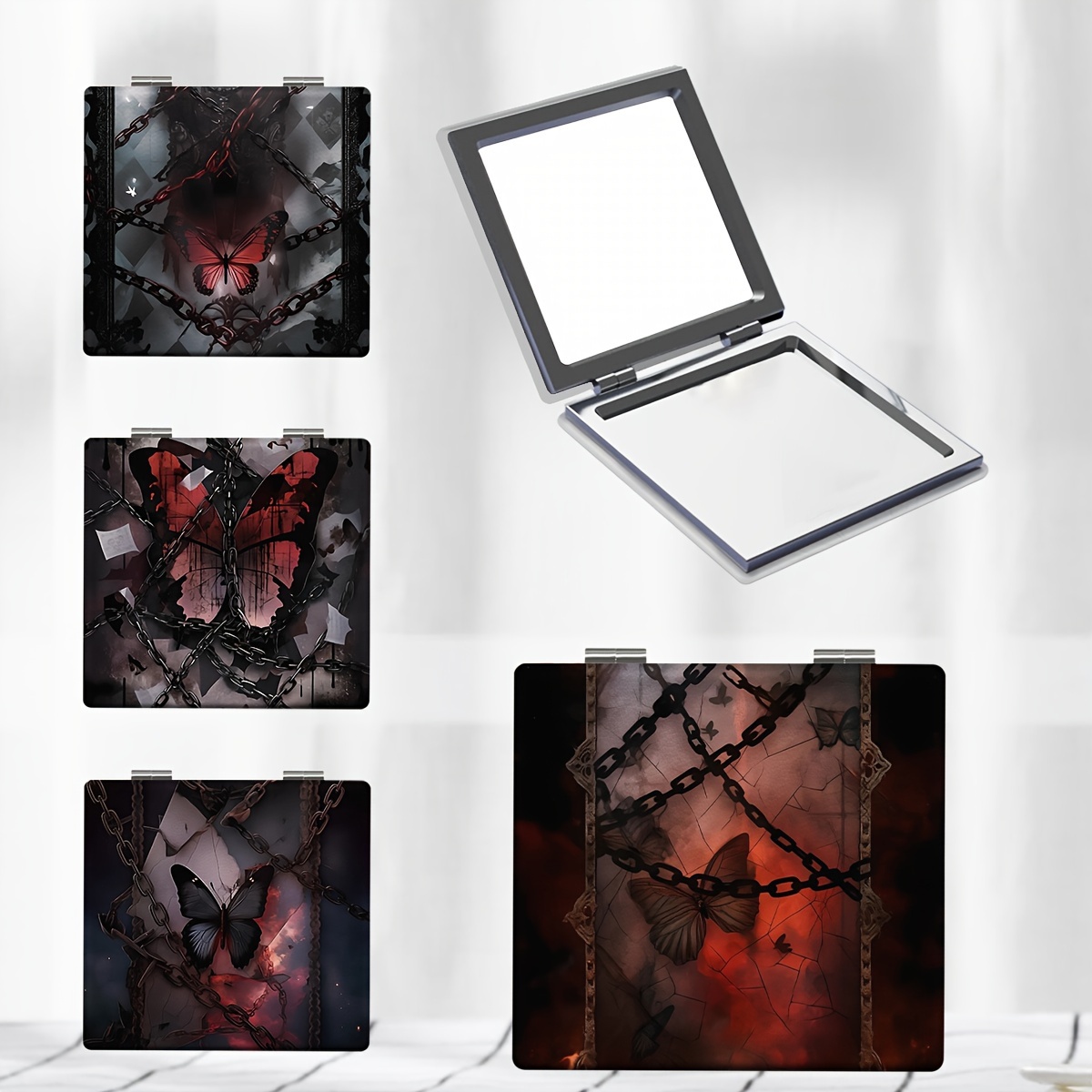 1pc Portable Pocket Makeup Mirror, Foldable Hd Dark Gothic Style Small Mirror, Outdoor Personal Care Supplies, Small Mirror Gift
1pc Portable Pocket Makeup Mirror, Foldable Hd Dark Gothic Style Small Mirror, Outdoor Personal Care Supplies, Small Mirror Gift