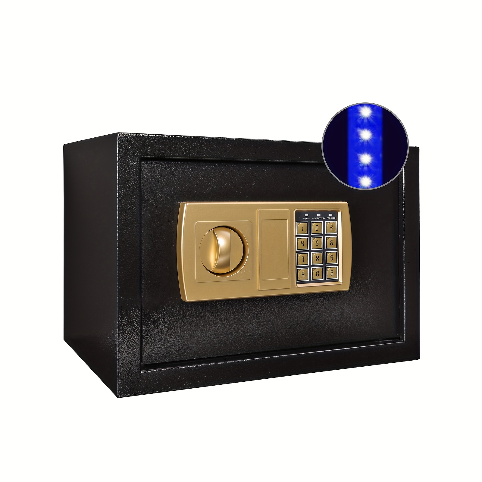 Steel And Lock Box With Electronic Keypad - Secure Cash, Jewelry, Id Documents, 0.5 Cubic Feet, Black Gold, 13.8"w X 9.8"d X 9.8"h
Steel And Lock Box With Electronic Keypad - Secure Cash, Jewelry, Id Documents, 0.5 Cubic Feet, Black Gold, 13.8"w X 9.8"d X 9.8"h