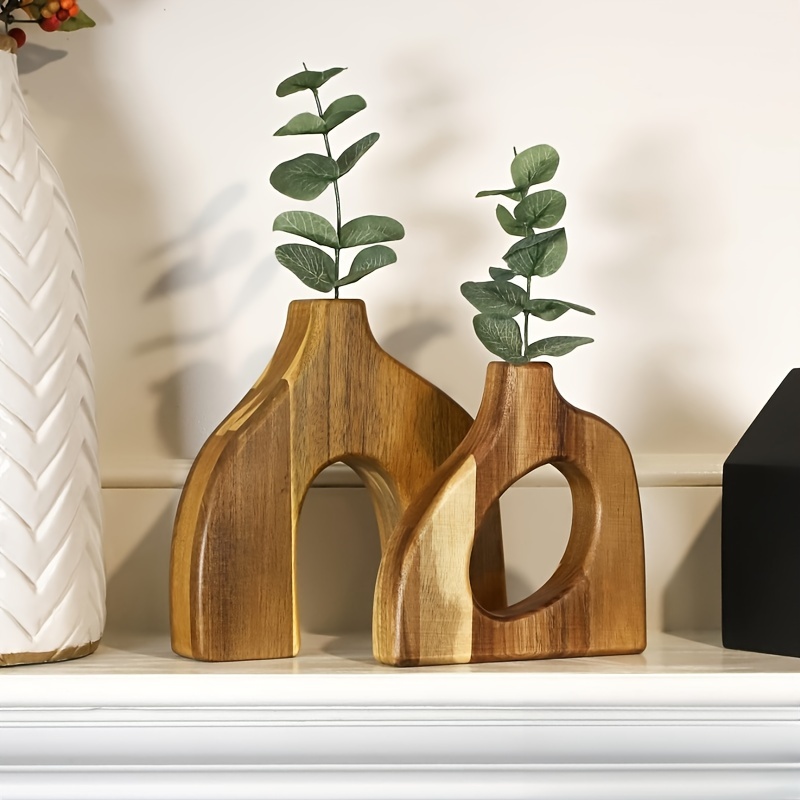 Boho Style Wooden Vase Set Of 2 - Rustic Cylinder Wood Vases For Tabletop, Shelf, Mantel - Bohemian Decorative Flower Vase Duo For Artificial Flowers & Plants - Charming Home Decor Gift
Boho Style Wooden Vase Set Of 2 - Rustic Cylinder Wood Vases For Tabletop, Shelf, Mantel - Bohemian Decorative Flower Vase Duo For Artificial Flowers & Plants - Charming Home Decor Gift