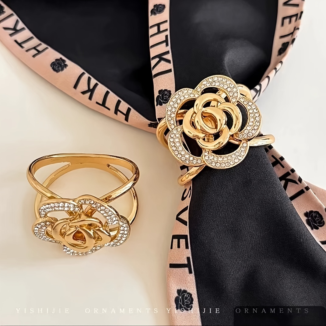Elegant Golden-tone Floral Oval Scarf & Coat Clasp With Sparkling Rhinestones - Vintage Style Accessory For Windbreakers And Cardigans, High-end, Fashion, Fixed
Elegant Golden-tone Floral Oval Scarf & Coat Clasp With Sparkling Rhinestones - Vintage Style Accessory For Windbreakers And Cardigans, High-end, Fashion, Fixed