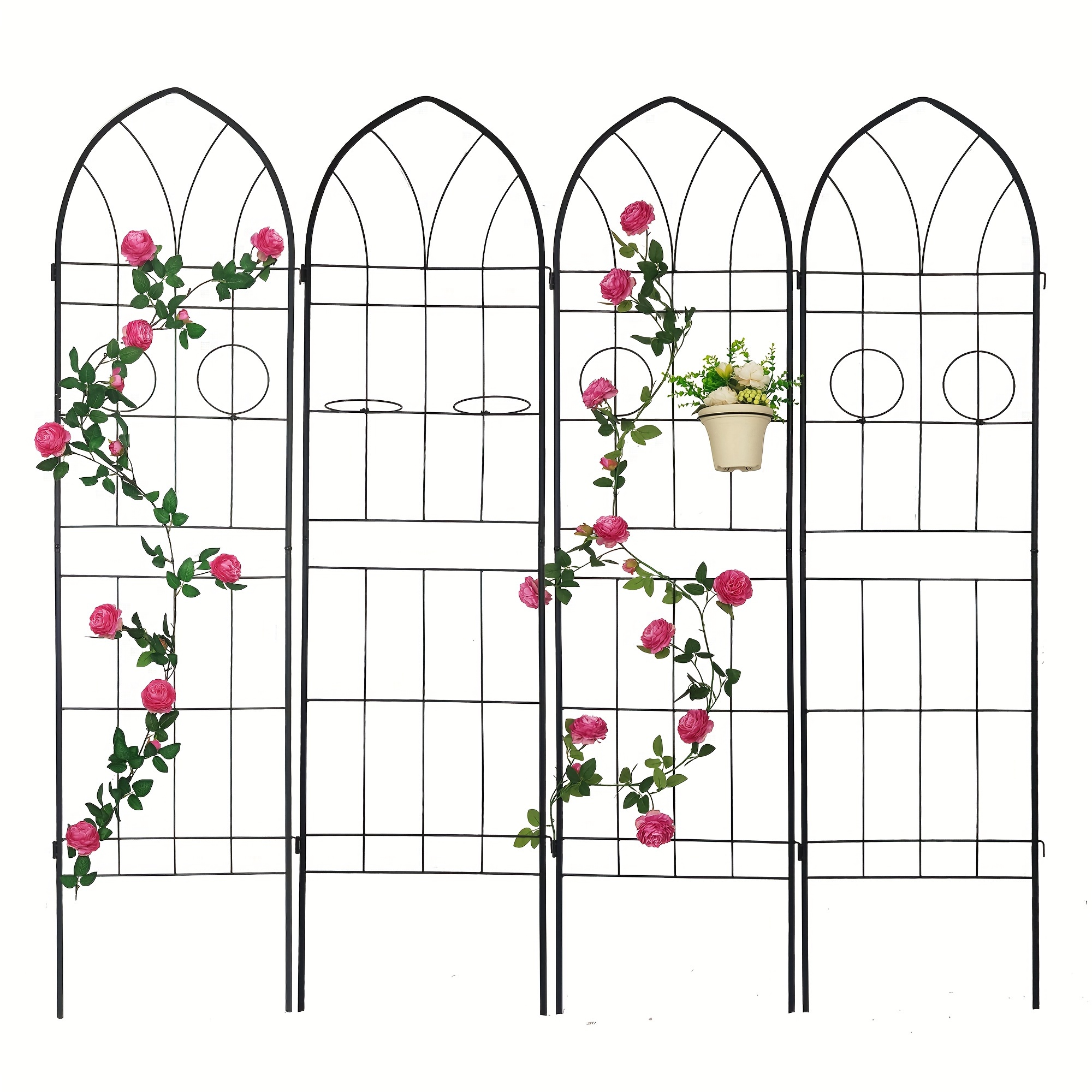 4 Pack Metal Garden Trellis 78.7" X 19.7" Rustproof Trellis For Climbing Plants Outdoor Flower Support Black
4 Pack Metal Garden Trellis 78.7" X 19.7" Rustproof Trellis For Climbing Plants Outdoor Flower Support Black