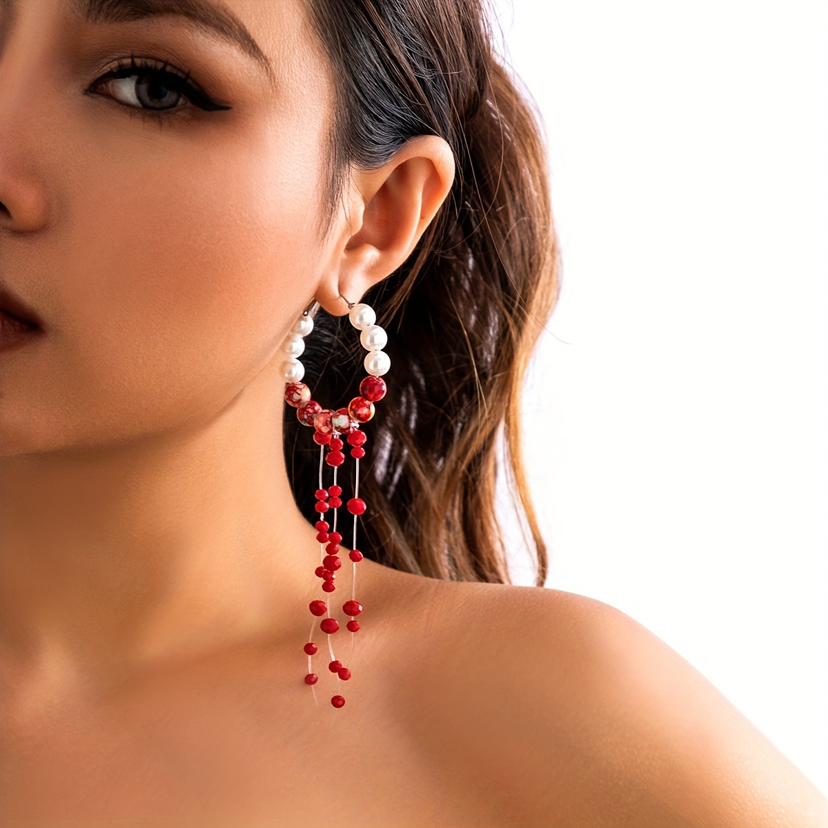 Gothic Chic Faux Pearl Tassel Earrings - Acrylic Crystal Accents, Alloy Posts For Everyday & Party Wear, Perfect Gift
Gothic Chic Faux Pearl Tassel Earrings - Acrylic Crystal Accents, Alloy Posts For Everyday & Party Wear, Perfect Gift