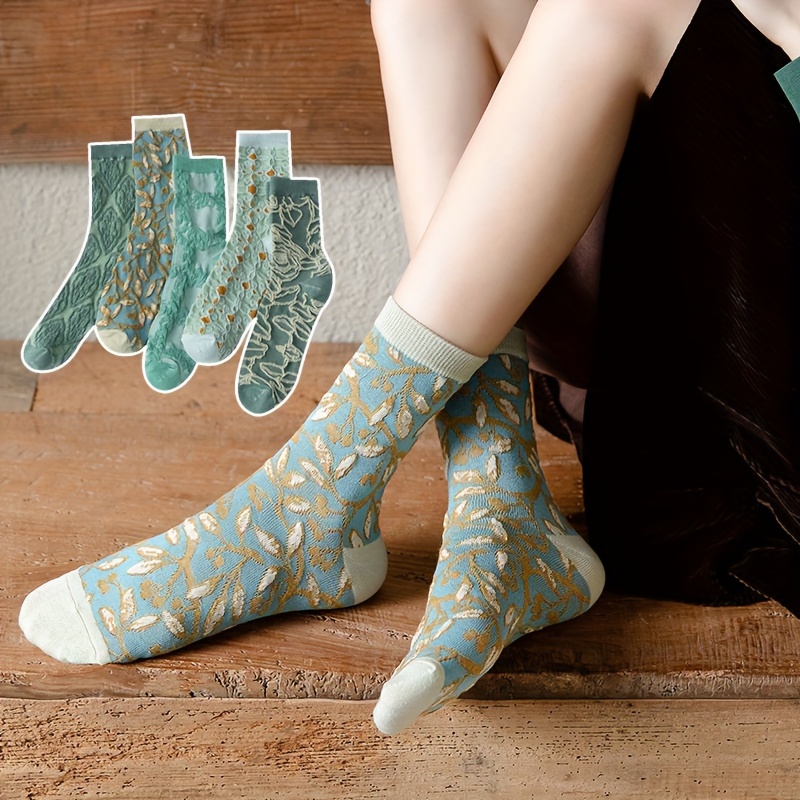 5 Pairs Green Embossed Socks, Vintage & Sweet Mid Tube Socks, Women's Stockings & Hosiery
5 Pairs Green Embossed Socks, Vintage & Sweet Mid Tube Socks, Women's Stockings & Hosiery