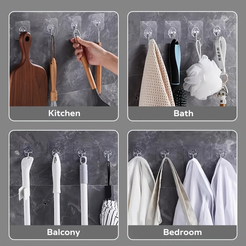10pcs Wall Hooks, Heavy Duty Self-adhesive Hooks, Waterproof And Oil-proof Transparent Seamless Hooks, Suitable For Bathroom Kitchen
10pcs Wall Hooks, Heavy Duty Self-adhesive Hooks, Waterproof And Oil-proof Transparent Seamless Hooks, Suitable For Bathroom Kitchen