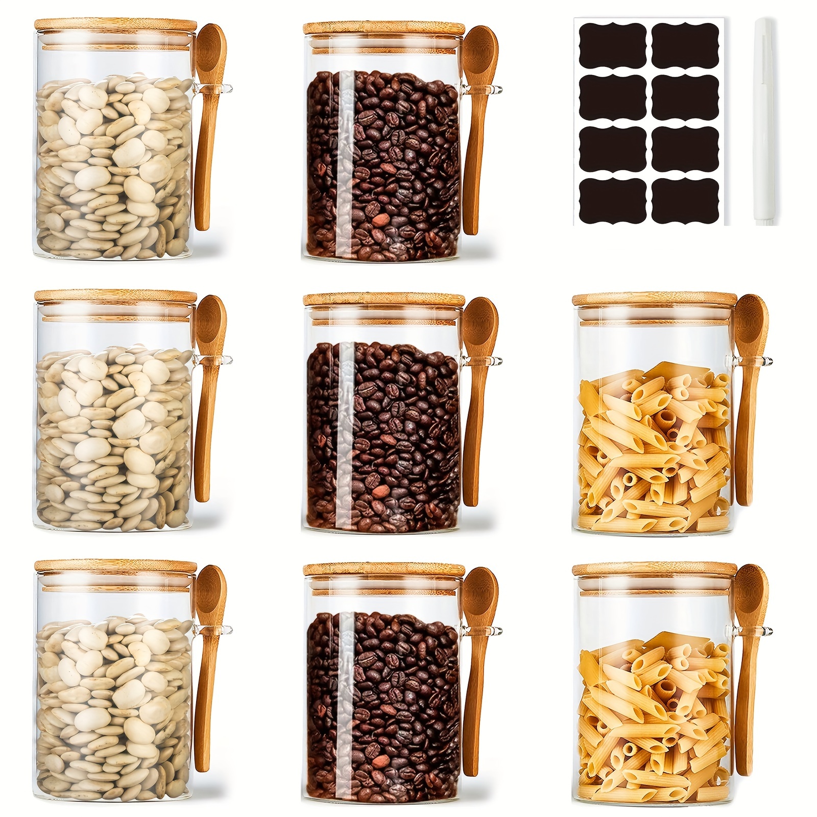 8pack Airtight Glass Jars With Bamboo Lids & Spoons, 18.26 Oz Borosilicate Overnight Oats Containers With Lids, Clear Food Storage Canister For Cookie, Candy, Coffee, Sugar, Matcha Tea, Flour
8pack Airtight Glass Jars With Bamboo Lids & Spoons, 18.26 Oz Borosilicate Overnight Oats Containers With Lids, Clear Food Storage Canister For Cookie, Candy, Coffee, Sugar, Matcha Tea, Flour