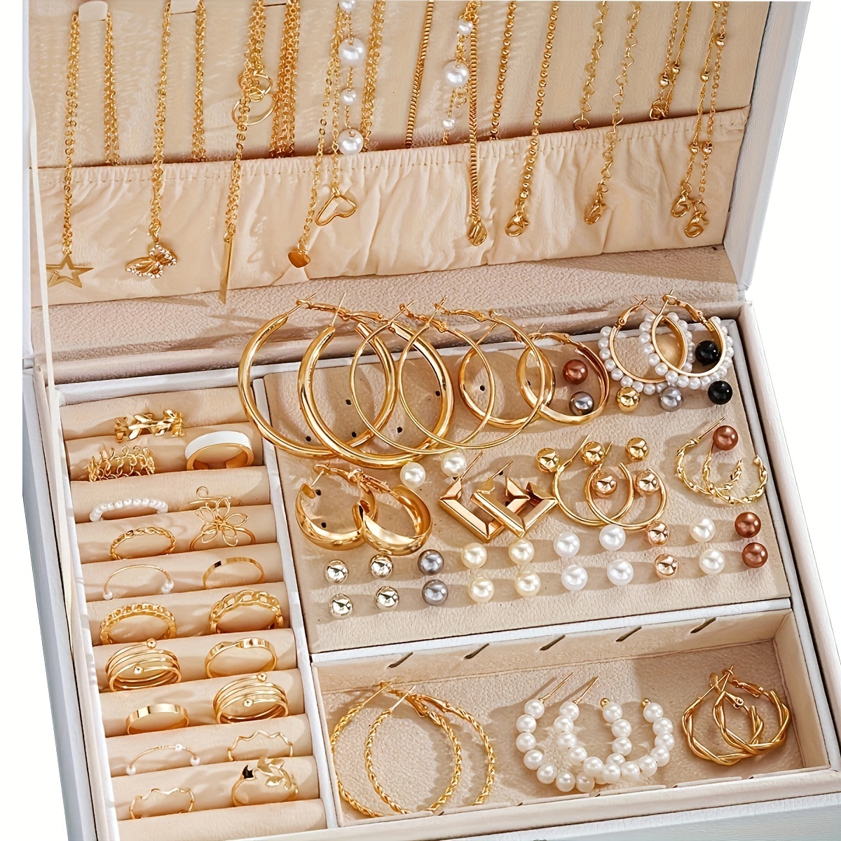 Set Of 86 Pieces Of Stylish And Necklace, Ring, Imitation , Ear , Four-in-one Multiple Jewelry Set For Girls For Outings, Parties, And Holiday Gifts, Accessories ( Box)
Set Of 86 Pieces Of Stylish And Necklace, Ring, Imitation , Ear , Four-in-one Multiple Jewelry Set For Girls For Outings, Parties, And Holiday Gifts, Accessories ( Box)