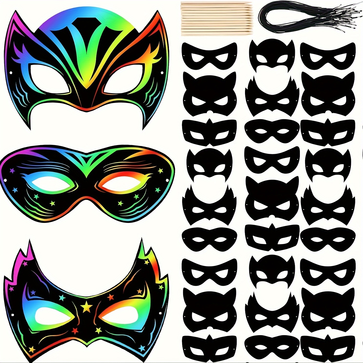 24pcs Masks Bands & Wooden Styluses - For Diy , Parties, , Christmas, Halloween & Thanksgiving Decorations
24pcs Masks Bands & Wooden Styluses - For Diy , Parties, , Christmas, Halloween & Thanksgiving Decorations