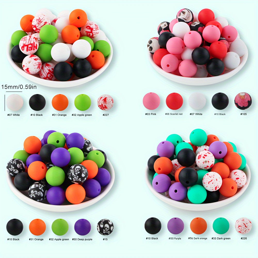 25pcs Silicone Beads For Diy Crafts - Halloween Theme Multicolor Printed & Solid Beads For Bracelets, Phone Charms, Car Decorations
25pcs Silicone Beads For Diy Crafts - Halloween Theme Multicolor Printed & Solid Beads For Bracelets, Phone Charms, Car Decorations