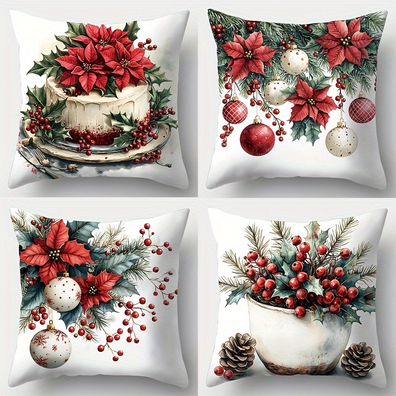 4- Christmas , 18x18 , Contemporary , , Zippered, , Printed Red, , And Christmas , Poinsettias, Washable, For Decor
4- Christmas , 18x18 , Contemporary , , Zippered, , Printed Red, , And Christmas , Poinsettias, Washable, For Decor