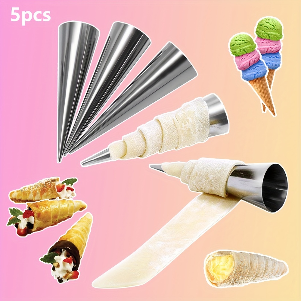 5pcs Stainless Steel Cream Horn Forms Set - Reusable Cannoli Tubes For Croissant Shell, Danish Pastry & Ice Cream Cones - Baking Tools For Home Kitchen And Restaurant Use
5pcs Stainless Steel Cream Horn Forms Set - Reusable Cannoli Tubes For Croissant Shell, Danish Pastry & Ice Cream Cones - Baking Tools For Home Kitchen And Restaurant Use