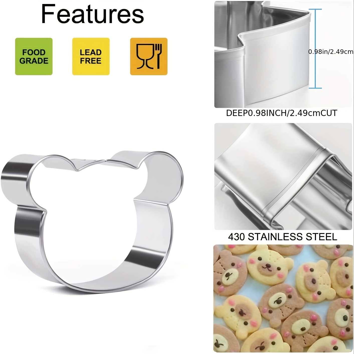 1pc Whimsyware Cartoon Bear Cookie Cutter, Food Grade Stainless Steel Biscuit Mold, And Dishwasher Safe
1pc Whimsyware Cartoon Bear Cookie Cutter, Food Grade Stainless Steel Biscuit Mold, And Dishwasher Safe