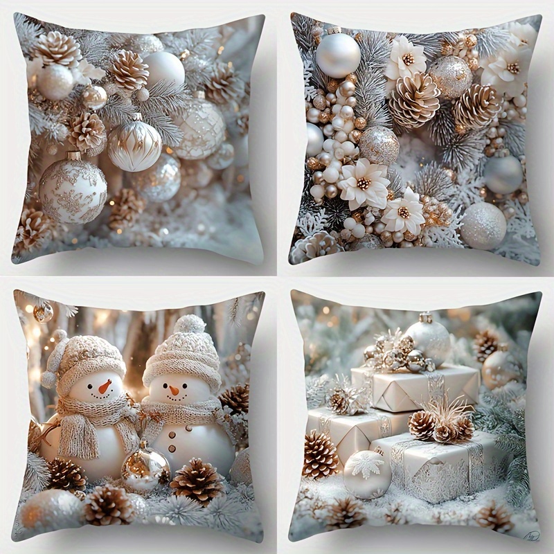 4- Christmas Cushion Covers, 18x18 , & Snowmen & , , Zippered Pillowcases For Decor, Contemporary , Washable
4- Christmas Cushion Covers, 18x18 , & Snowmen & , , Zippered Pillowcases For Decor, Contemporary , Washable