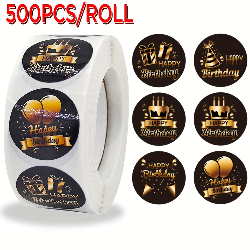 500 Pcs/roll Of Festive Golden And Black Birthday Stickers - Perfect For Party Decorations, Gift Wrapping, And Diy Projects
500 Pcs/roll Of Festive Golden And Black Birthday Stickers - Perfect For Party Decorations, Gift Wrapping, And Diy Projects