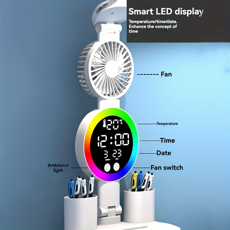 1pc Led Desk Lamp With Usb, Dual-head Reading Lights, Fan & Night Light, Design, Dimmable & Color-changing, For Home Office & Dorm Study - No Battery Required
1pc Led Desk Lamp With Usb, Dual-head Reading Lights, Fan & Night Light, Design, Dimmable & Color-changing, For Home Office & Dorm Study - No Battery Required