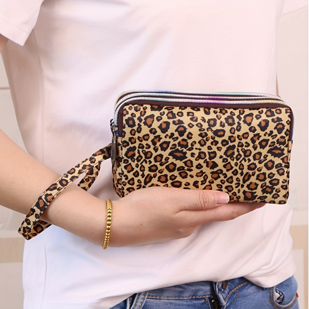 Leopard Print Cosmetic Case For Women, Nylon Travel Pouch, Clutch Wristlet With Polyester Lining, Non-, Yellow With Random Printing, Washable Makeup Bag - Pack Of 1
Leopard Print Cosmetic Case For Women, Nylon Travel Pouch, Clutch Wristlet With Polyester Lining, Non-, Yellow With Random Printing, Washable Makeup Bag - Pack Of 1