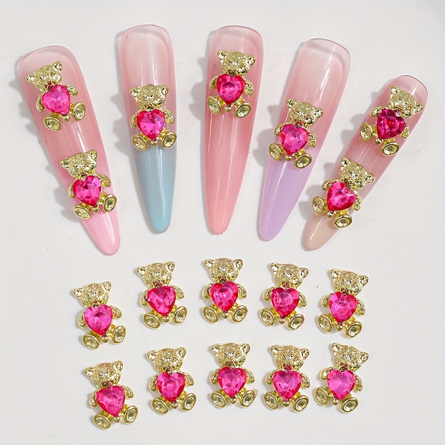 10pcs Cute 3d Bear Nail Charms, Golden Alloy With Crystal Accents, Bear Nail Art Supplies For Diy Crafts And Manicure Decoration
10pcs Cute 3d Bear Nail Charms, Golden Alloy With Crystal Accents, Bear Nail Art Supplies For Diy Crafts And Manicure Decoration