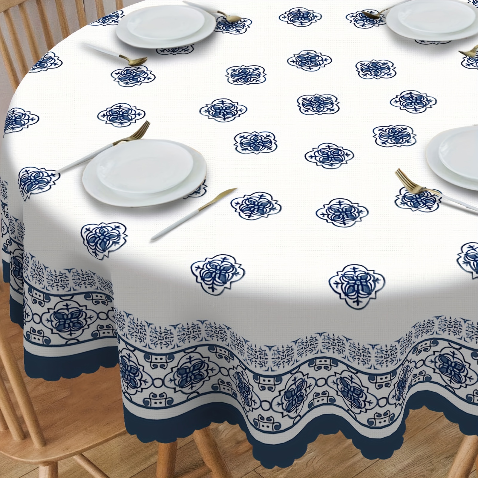 1pc, Tablecloth, Blue And White Printed Table Cloth, Rectangle Simple Style Table Cover, For Picnic Or Holiday Party, Room Decor
1pc, Tablecloth, Blue And White Printed Table Cloth, Rectangle Simple Style Table Cover, For Picnic Or Holiday Party, Room Decor