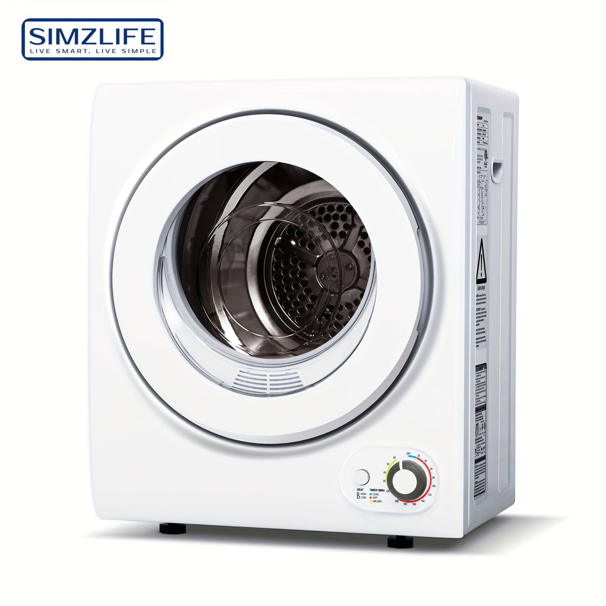 110v-1400w Portable Compact Laundry Dryer, 1.6-2.65 Cu.ft Capacity, Front Stainless Steel Tub, With Exhaust Duct, Four- Control, Ideal For Apartment, Rvs, Dorms, White
110v-1400w Portable Compact Laundry Dryer, 1.6-2.65 Cu.ft Capacity, Front Stainless Steel Tub, With Exhaust Duct, Four- Control, Ideal For Apartment, Rvs, Dorms, White