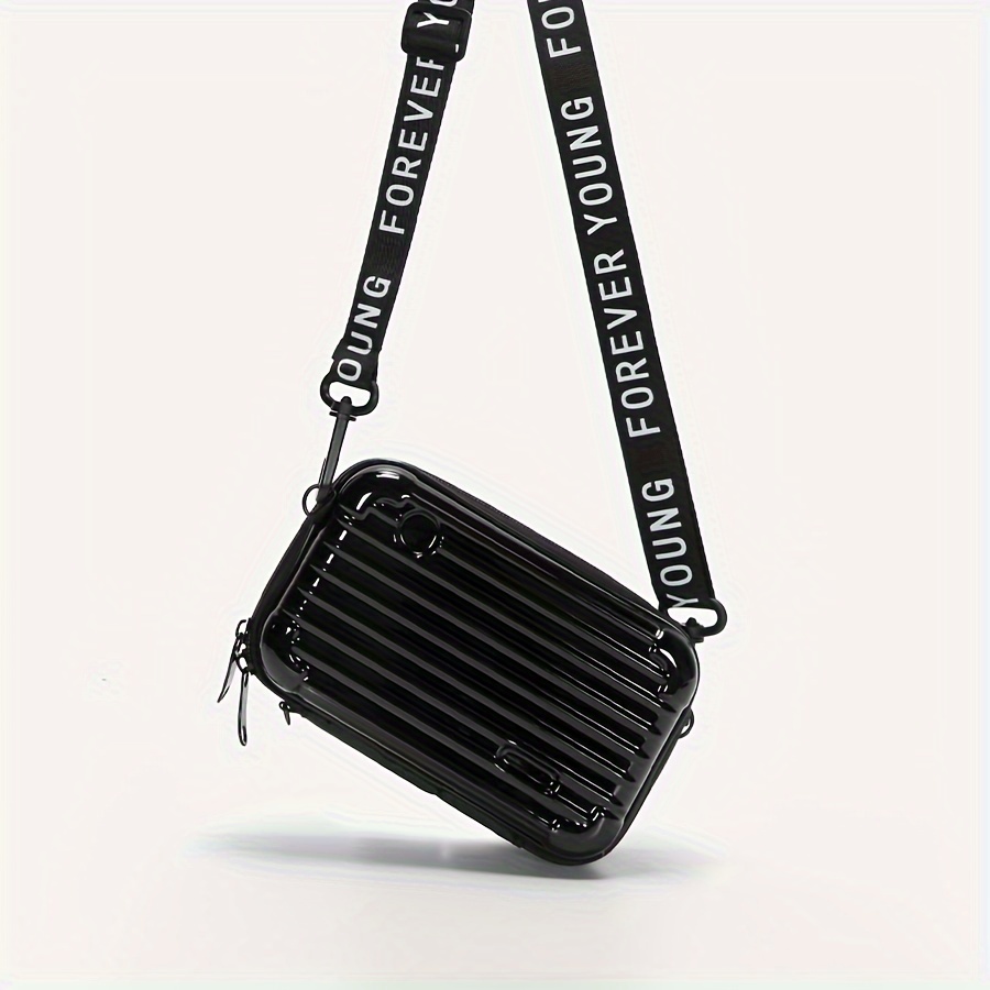 Hard-shell Mini Luggage Crossbody Bag, Pvc Evening Clutch With Strap, Portable Cosmetic Case, Wristlet & Single Shoulder Purse For Women
Hard-shell Mini Luggage Crossbody Bag, Pvc Evening Clutch With Strap, Portable Cosmetic Case, Wristlet & Single Shoulder Purse For Women
