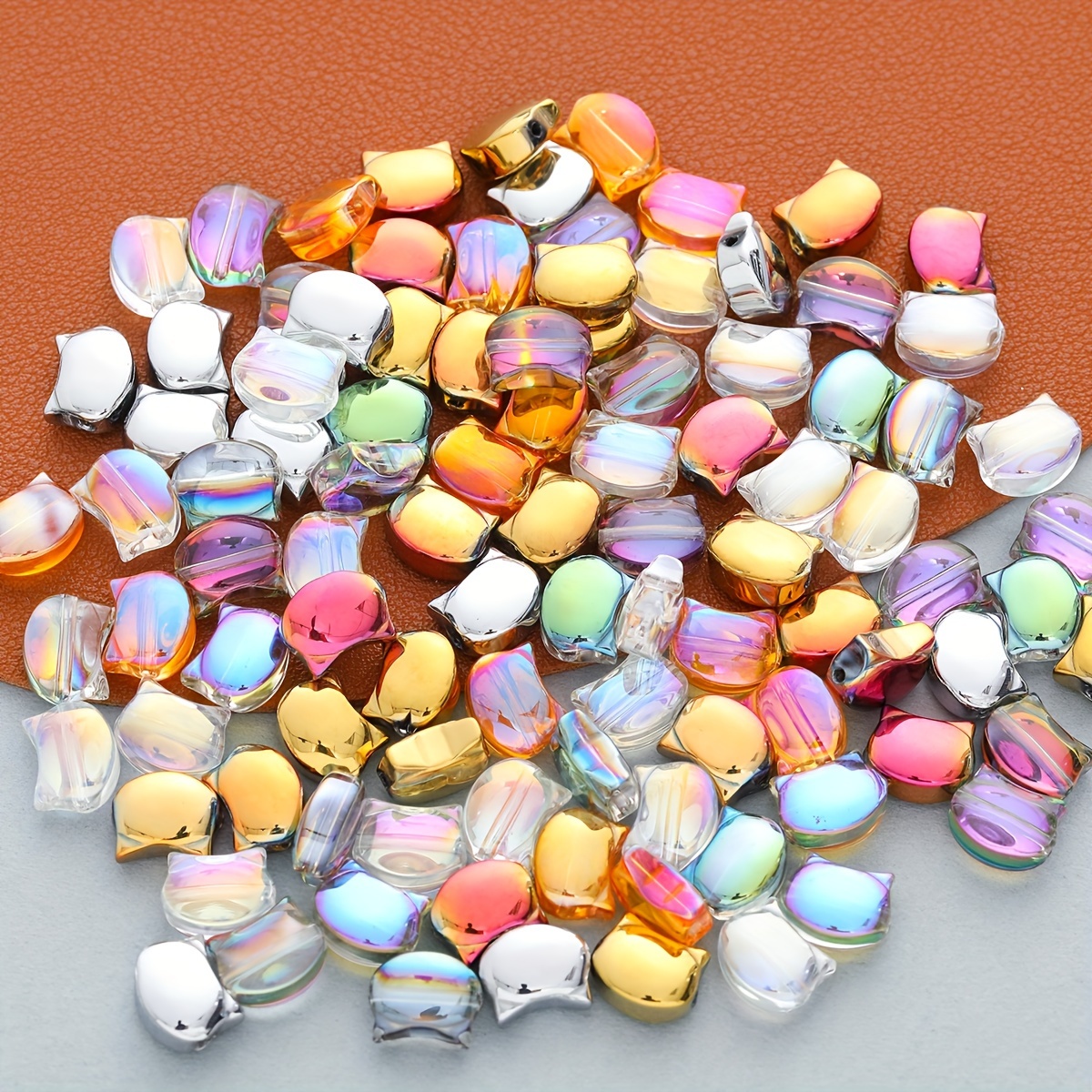 Multicolored Glass Cat Head Beads Assortment For Jewelry Making, Diy Crafts - Rainbow Reflective Finish, Durable Material (pack Of 50)
Multicolored Glass Cat Head Beads Assortment For Jewelry Making, Diy Crafts - Rainbow Reflective Finish, Durable Material (pack Of 50)