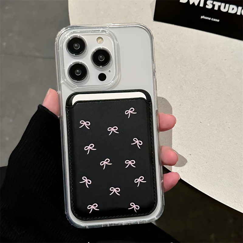 Black Leather Card Holder For Magnetic Phone Cases, , Non-braided, With Bowknot Design, For Iphone 15 Pro Max Accessory
Black Leather Card Holder For Magnetic Phone Cases, , Non-braided, With Bowknot Design, For Iphone 15 Pro Max Accessory