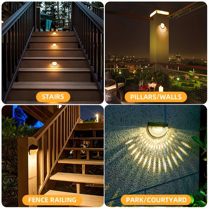 4pcs Solar Fence Lights - Warm White,, Solar Powered Deck Lights For Fence, Patio, Porch, Pathway, Walkway, Garden, Yard - , , Energy Saving, Long Lasting
4pcs Solar Fence Lights - Warm White,, Solar Powered Deck Lights For Fence, Patio, Porch, Pathway, Walkway, Garden, Yard - , , Energy Saving, Long Lasting