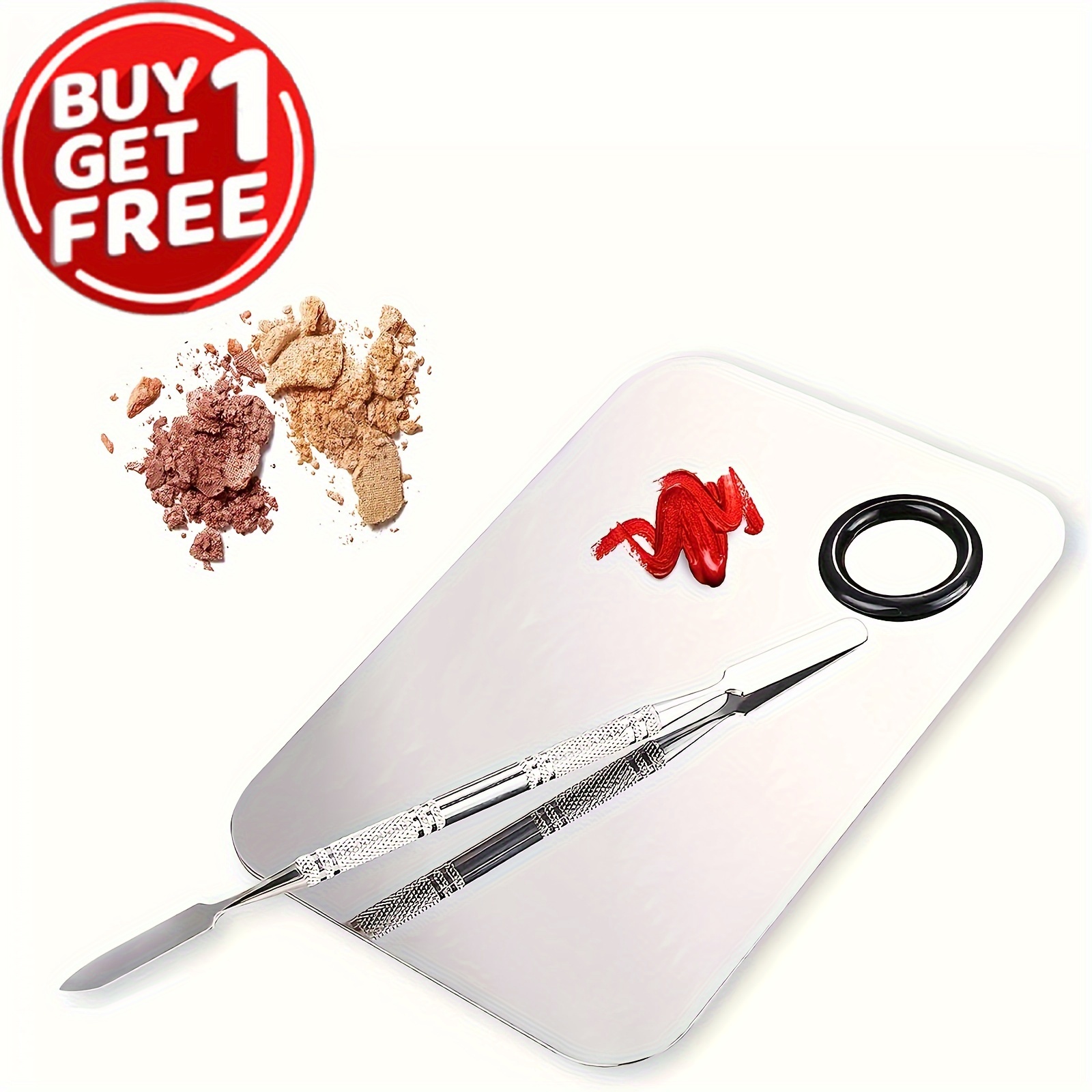 2pcs Makeup Mixing Palette, Stainless Steel Metal Mixing Tray With Spatula Artist Tool For Mixing Foundation
2pcs Makeup Mixing Palette, Stainless Steel Metal Mixing Tray With Spatula Artist Tool For Mixing Foundation