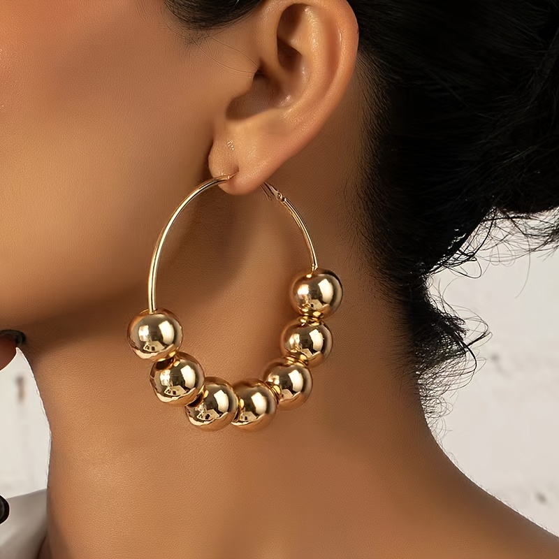 Vintage Style Elegant Alloy Hoop Earrings With Iron Ear Needle, No Plating Round Bead Fun Dangle Earrings For Women - Party & Gift Fashion Jewelry Accessory, Suitable For All Seasons
Vintage Style Elegant Alloy Hoop Earrings With Iron Ear Needle, No Plating Round Bead Fun Dangle Earrings For Women - Party & Gift Fashion Jewelry Accessory, Suitable For All Seasons