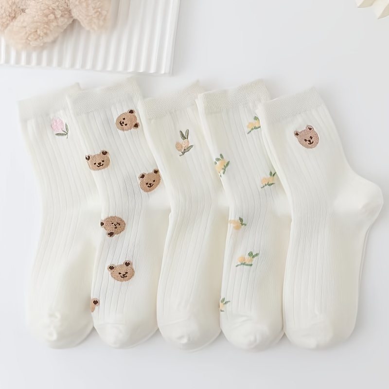 5 Pairs Cute Bear Pattern Socks, Cute & Soft Mid Tube Socks, Women's Stockings & Hosiery
5 Pairs Cute Bear Pattern Socks, Cute & Soft Mid Tube Socks, Women's Stockings & Hosiery