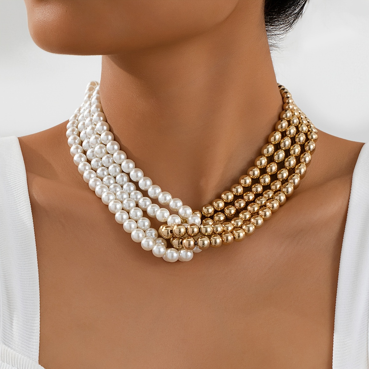 1pc Elegant Vintage French Beaded Choker Necklace For Women - White & -like Beads, For Casual Attire Or Parties, Party Accessories | Retro Fashion | Sophisticated Design
1pc Elegant Vintage French Beaded Choker Necklace For Women - White & -like Beads, For Casual Attire Or Parties, Party Accessories | Retro Fashion | Sophisticated Design