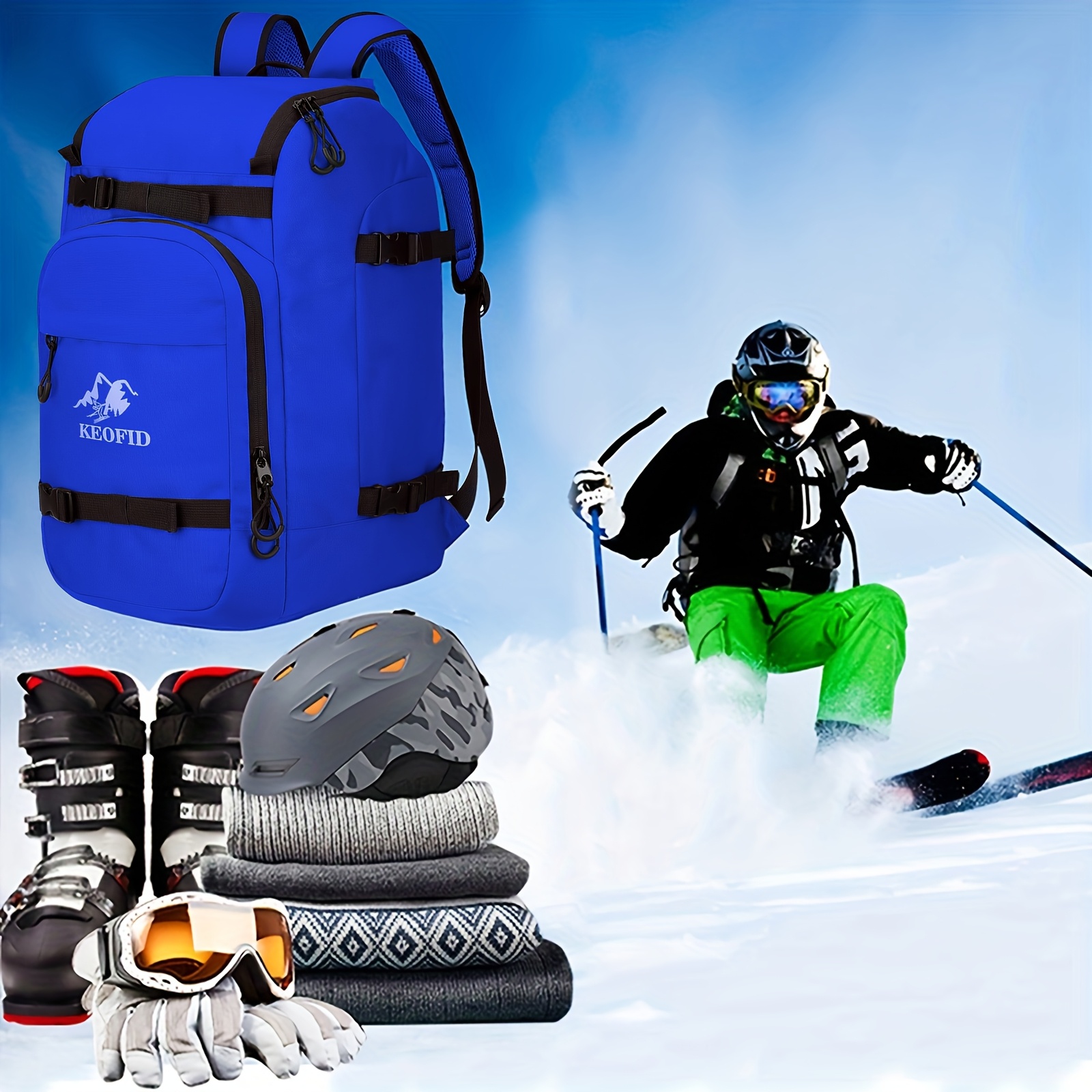 1pc 50l Ski Boot Bag Backpack, Waterproof Polyester Travel Pack For , Snowboards, Helmets & Accessories, Universal Snow Sports Enthusiasts, Ideal For Christmas, Thanksgiving, Day, , New Year
1pc 50l Ski Boot Bag Backpack, Waterproof Polyester Travel Pack For , Snowboards, Helmets & Accessories, Universal Snow Sports Enthusiasts, Ideal For Christmas, Thanksgiving, Day, , New Year