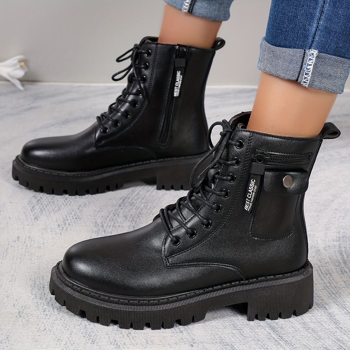 Women's Solid Color Casual Boots, Side Zipper Platform Soft Sole Walking Boots, Round Toe Versatile Boots
Women's Solid Color Casual Boots, Side Zipper Platform Soft Sole Walking Boots, Round Toe Versatile Boots