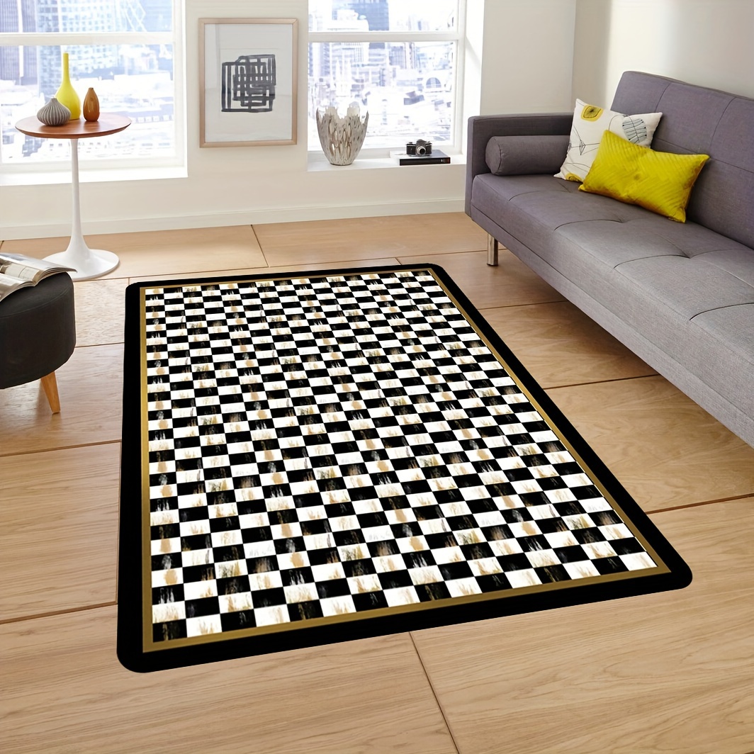 1pc Black & White Checkered Anti-slip And Stain-resistant Floor Mat For Living Room - Hand Washable, Lightweight Polyester Rug
1pc Black & White Checkered Anti-slip And Stain-resistant Floor Mat For Living Room - Hand Washable, Lightweight Polyester Rug