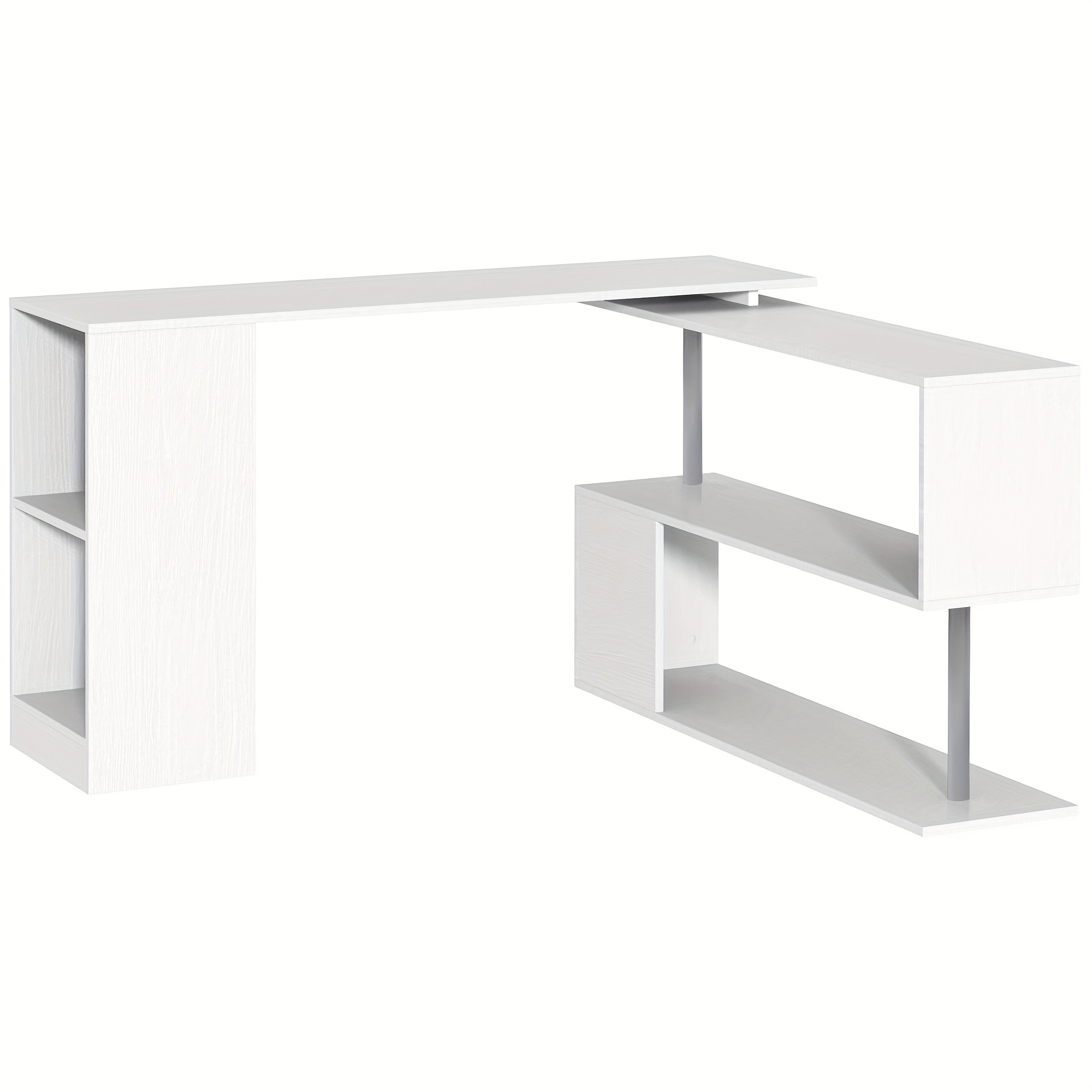 55" 360° Rotating Corner Computer Desk Modern L-shaped Home Office Workstation With 3-tier Storage Shelves, Bookshelf, White
55" 360° Rotating Corner Computer Desk Modern L-shaped Home Office Workstation With 3-tier Storage Shelves, Bookshelf, White
