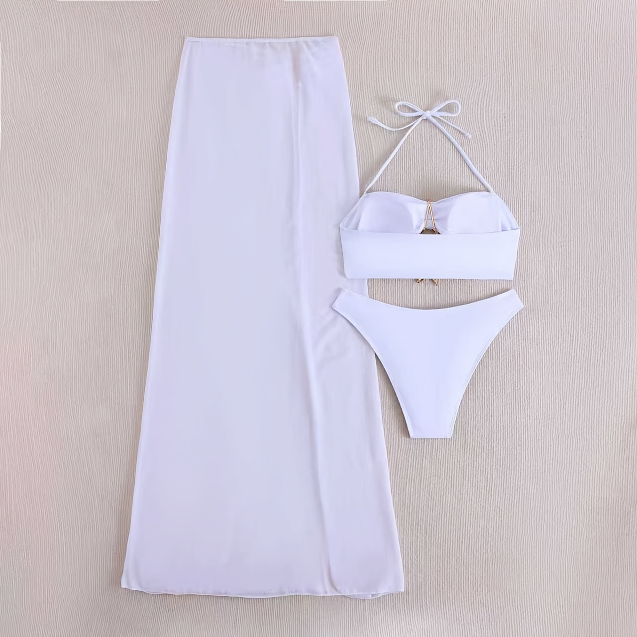 aa8a7e28 f174 4703 8440 496cb880ec45 2026 New Fashion Metal Starfish Accessory Split Maxi Dress Beach Pool Party Women's 2pcs Swimsuit 3pcs Set BIKINI