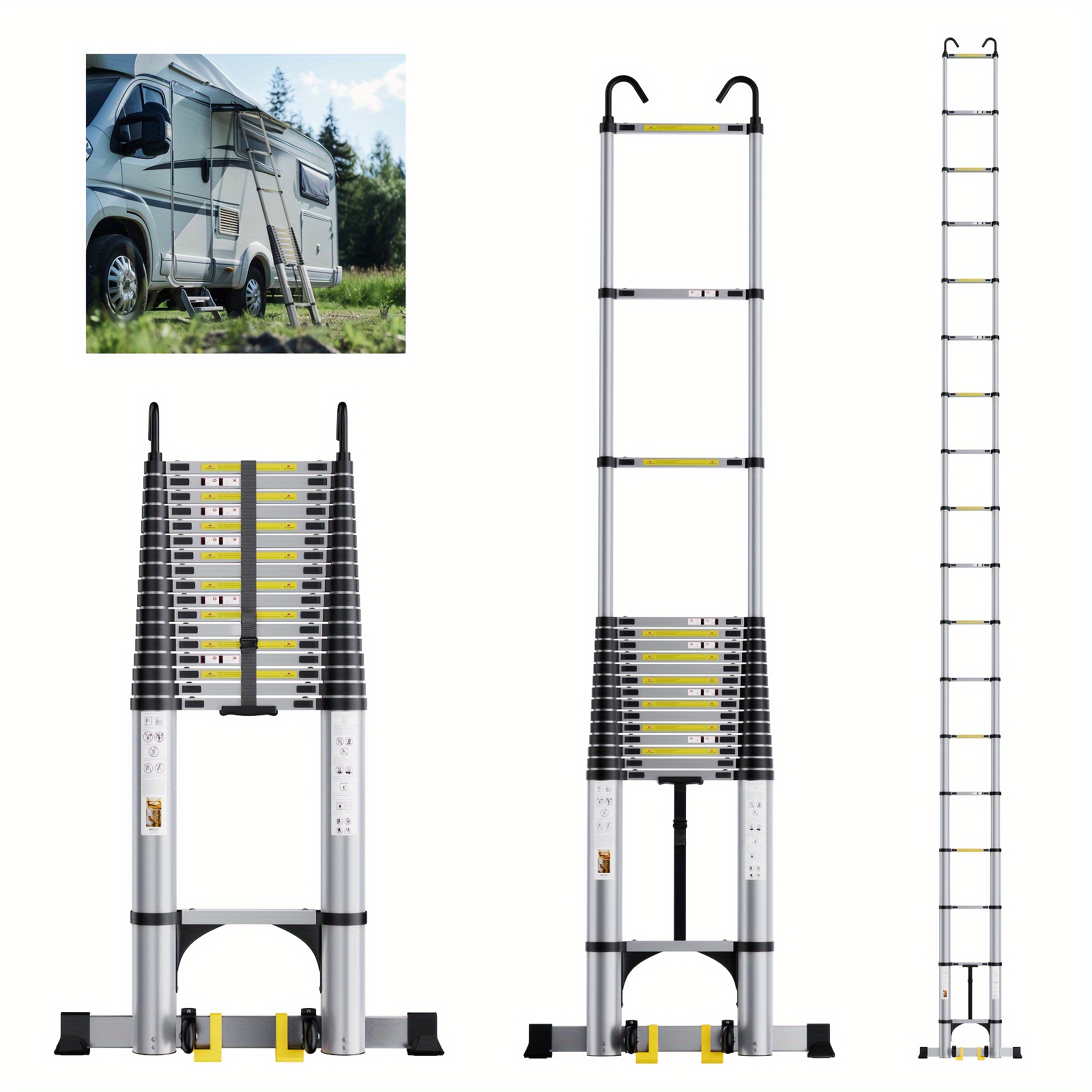 Telescopic Ladder, Aluminum Lightweight Telescopic Ladder With Hooks And , 330-pound -bearing Foldable Ladder, Telescopic Ladder For Home, Outdoor, And Rv Use
Telescopic Ladder, Aluminum Lightweight Telescopic Ladder With Hooks And , 330-pound -bearing Foldable Ladder, Telescopic Ladder For Home, Outdoor, And Rv Use