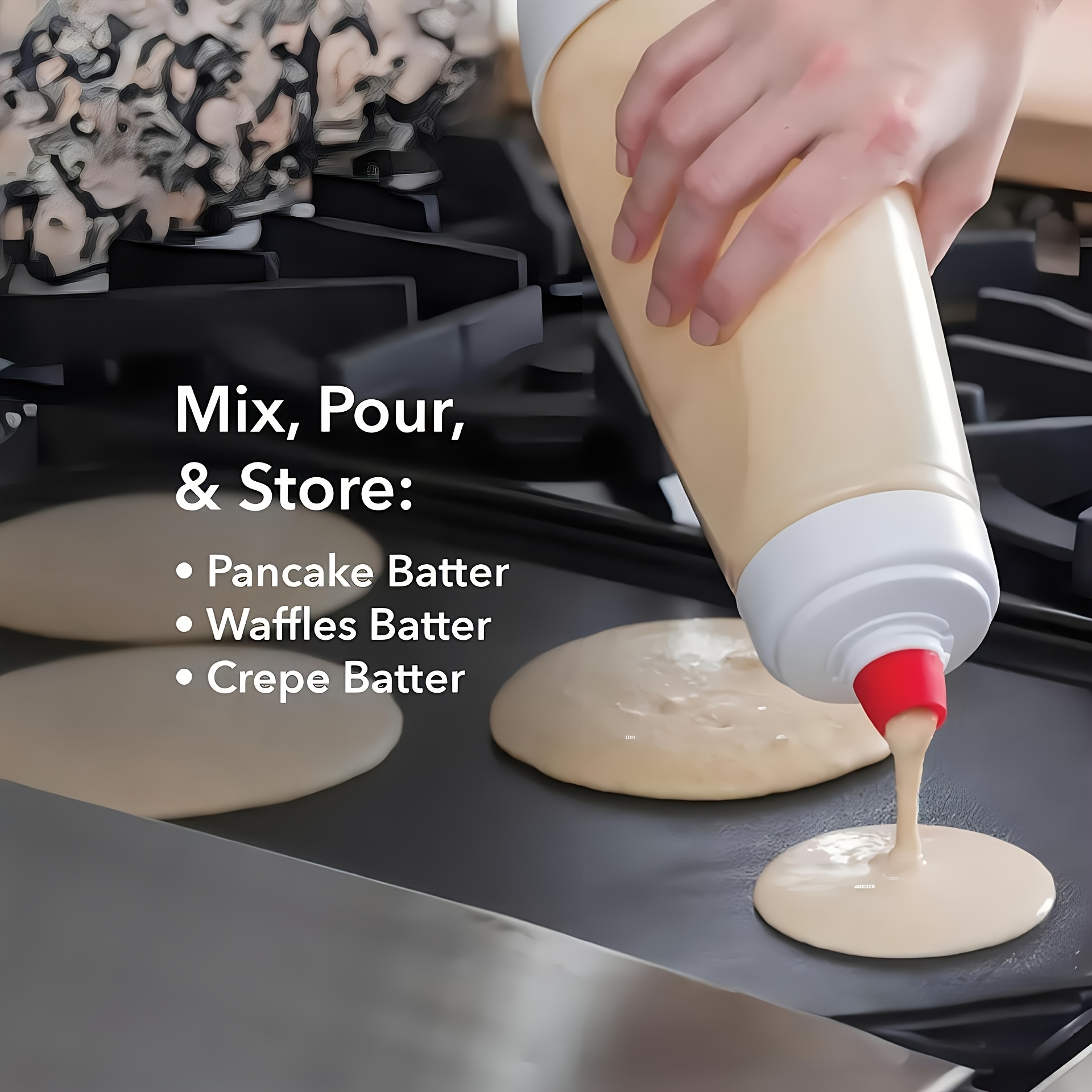 Faridabio Manual Pancake Batter Dispenser With Whisk Ball - For Cupcakes, & , Includes Measuring Scale, Plastic Kitchen Tool
Faridabio Manual Pancake Batter Dispenser With Whisk Ball - For Cupcakes, & , Includes Measuring Scale, Plastic Kitchen Tool