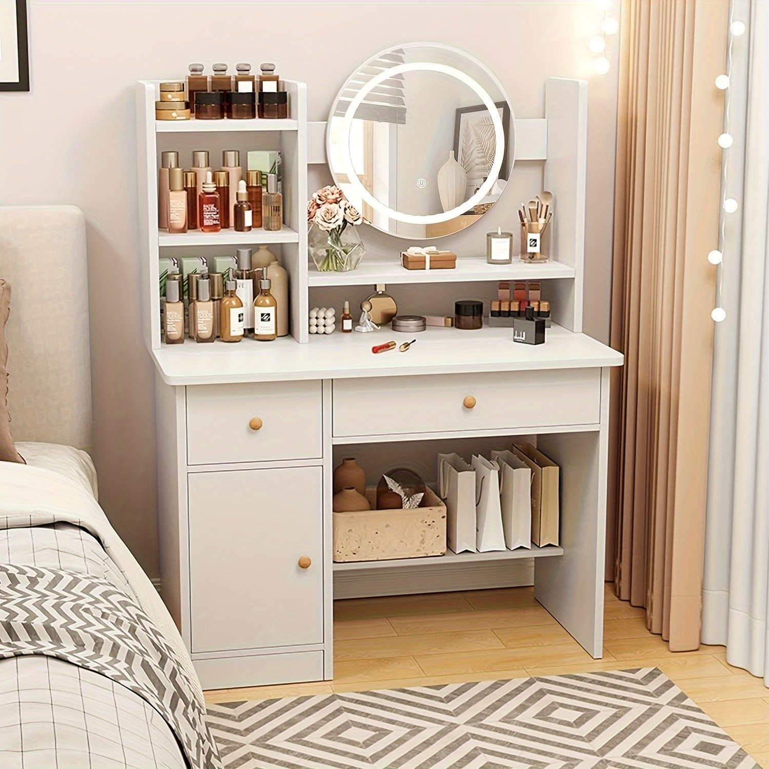 Makeup Vanity Desk With Mirror And Lights Touch Screen Lighted 3 Lighting Adjustable Vanity Desk Makeup Vanity With Drawers And Storage Shelves Bedroom Vanity Dressing Table, Bathroom Vanity
Makeup Vanity Desk With Mirror And Lights Touch Screen Lighted 3 Lighting Adjustable Vanity Desk Makeup Vanity With Drawers And Storage Shelves Bedroom Vanity Dressing Table, Bathroom Vanity